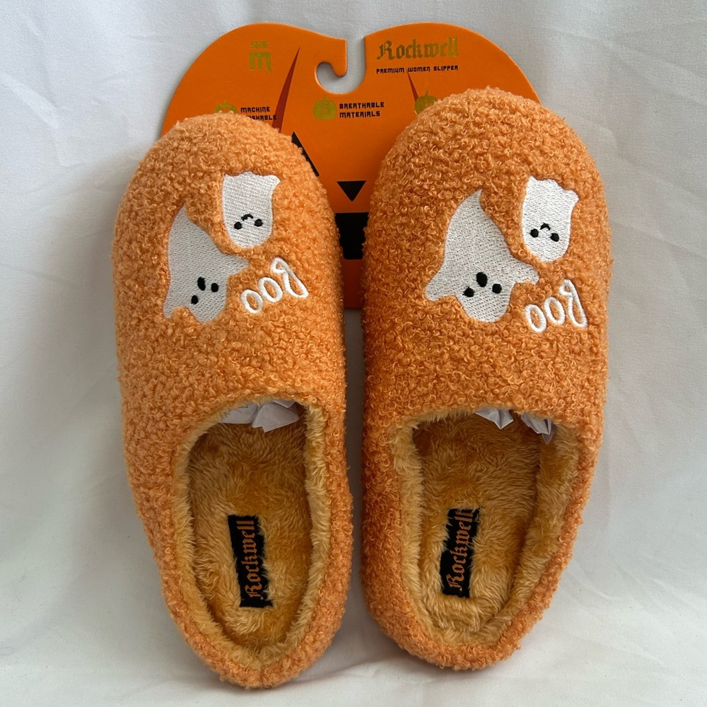 *New* Rockwell Ghost/Boo Orange Slippers
